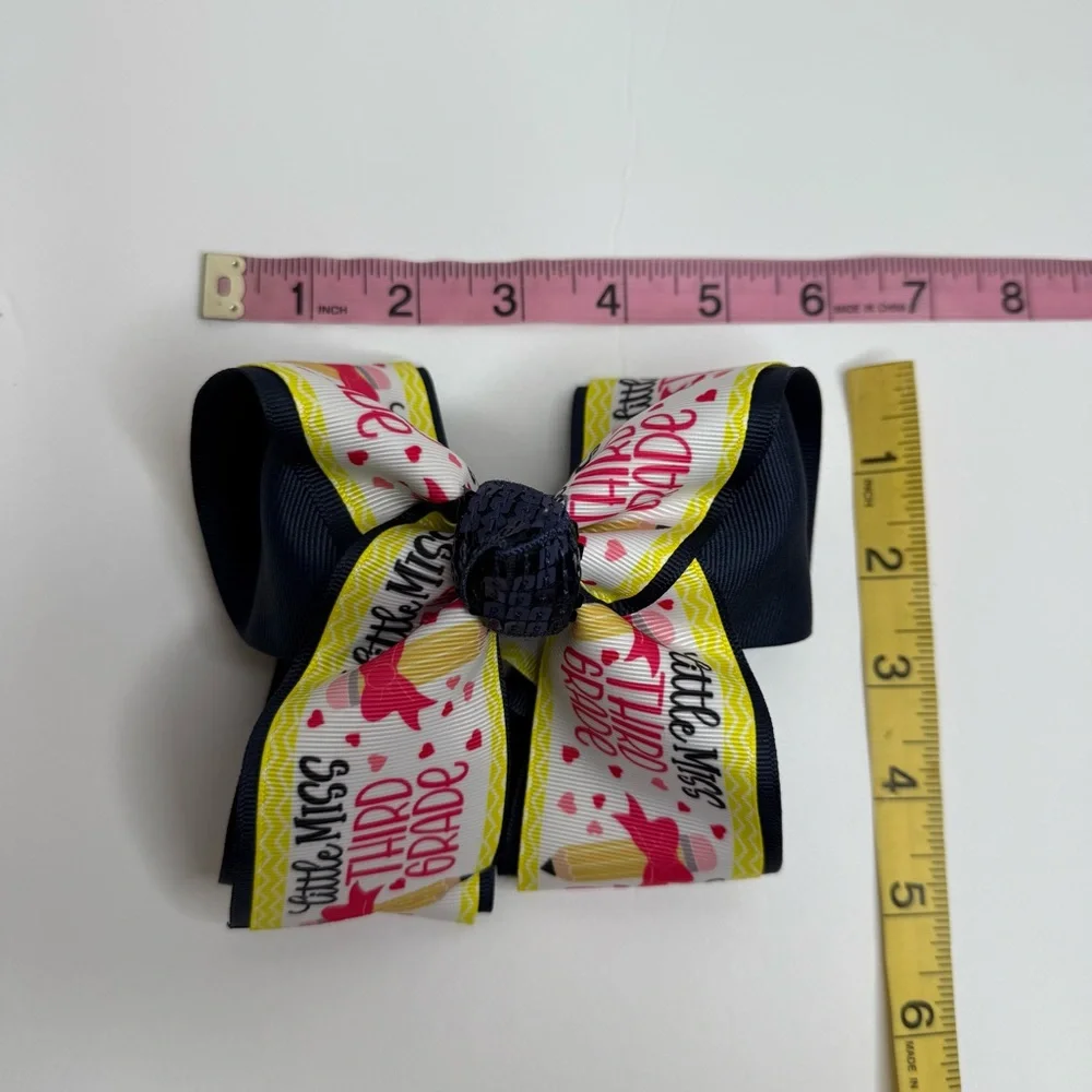 Boutique Handmade Bow Little Miss Third Grade Back to School Pencil Coquette